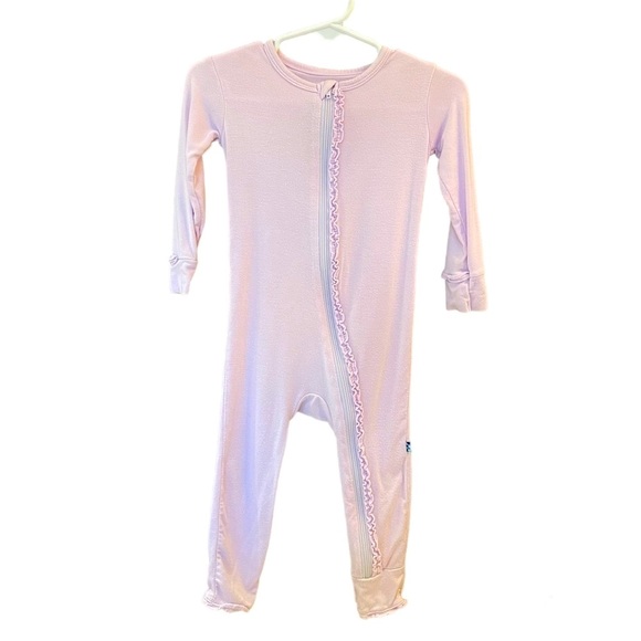 Kickee Pants Other - KicKee Pants 12-18 months girls light purple ruffle body suit zipper